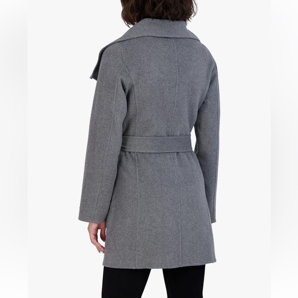 TAHARI Women's Peacoat Wool Blend Lapel Collar Trench Coat-Color Ash - Picture 2 of 7
